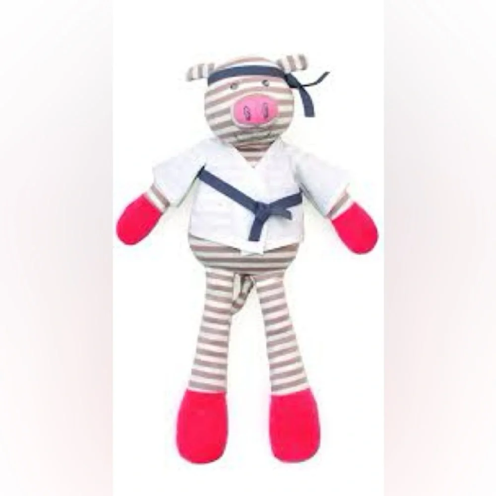 Apple Park Organic Farm Buddies Pig Plush Karate Piggy Rattle